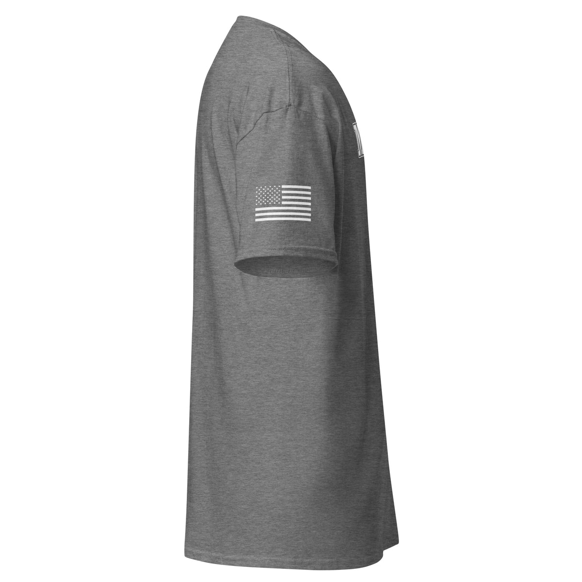 Men's marines shirt block lettering and American flag sleeve grey