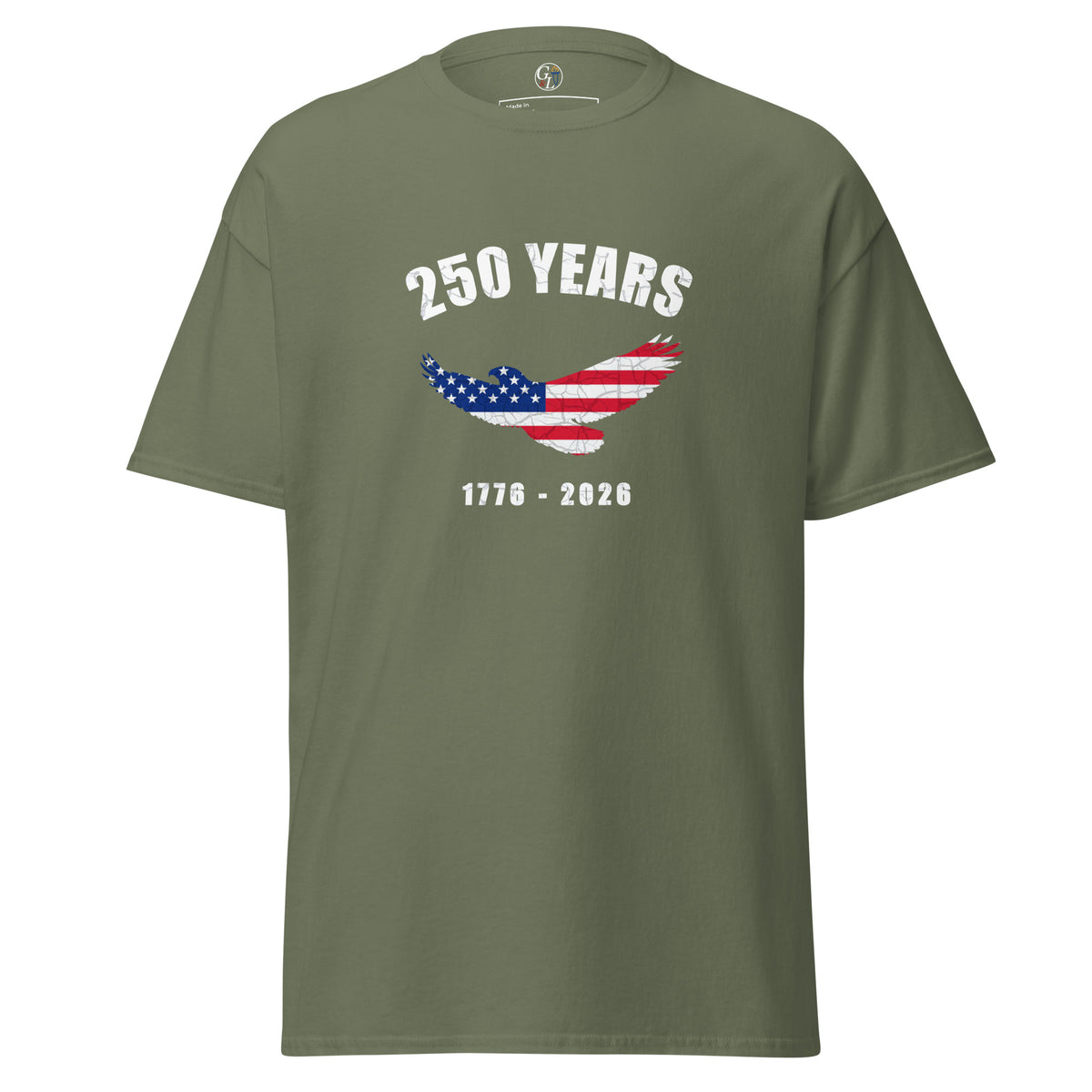 Men's 250 years American freedom shirt with eagle American flag design green