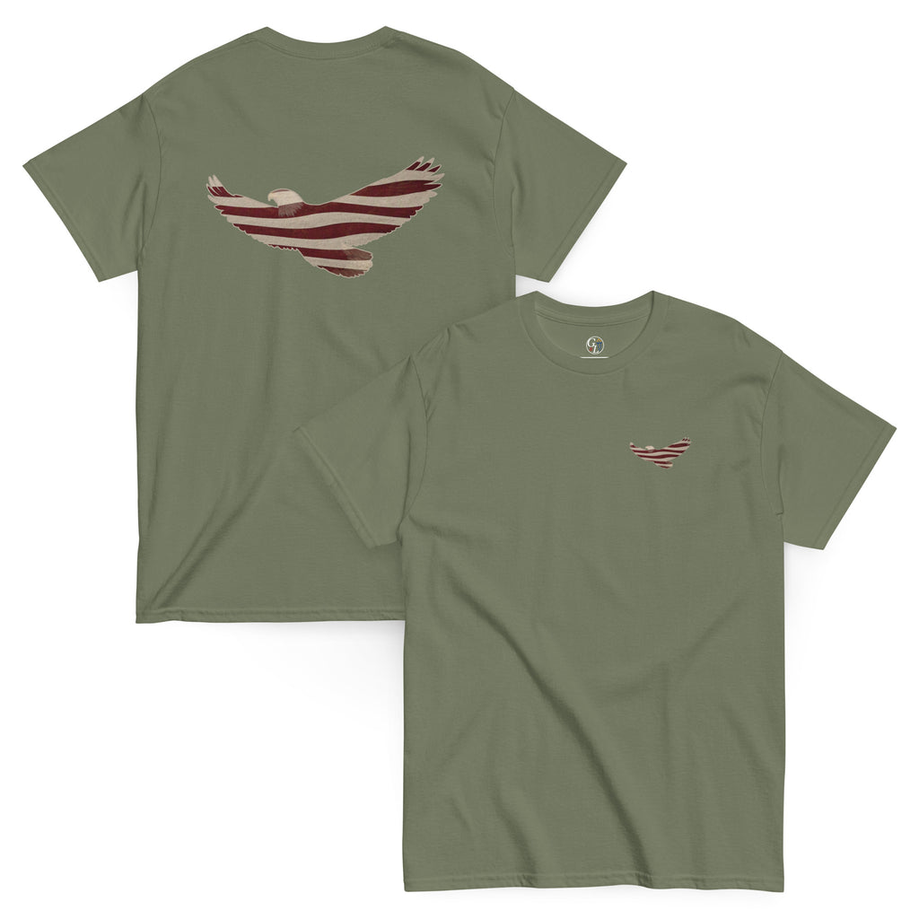 Green Vintage American Flag eagle men's t-shirt