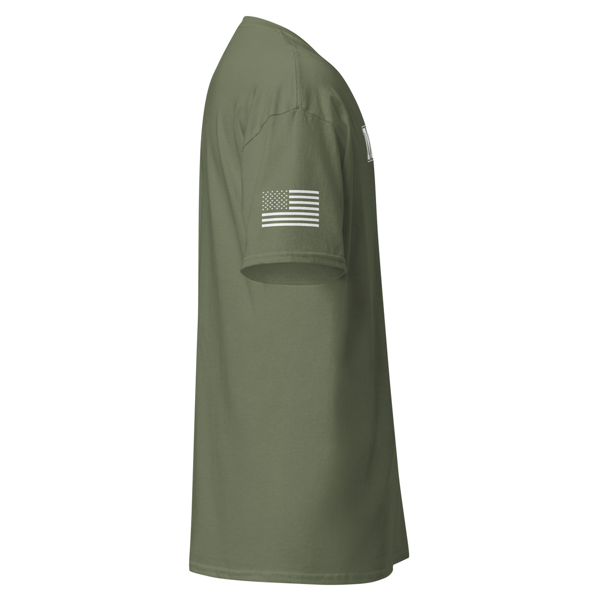 Men's marines shirt block lettering and American flag sleeve green