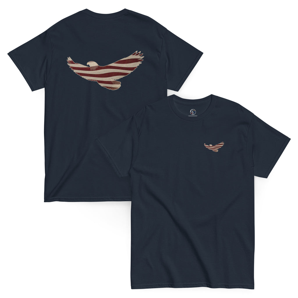 navy Vintage American Flag eagle men's t-shirt