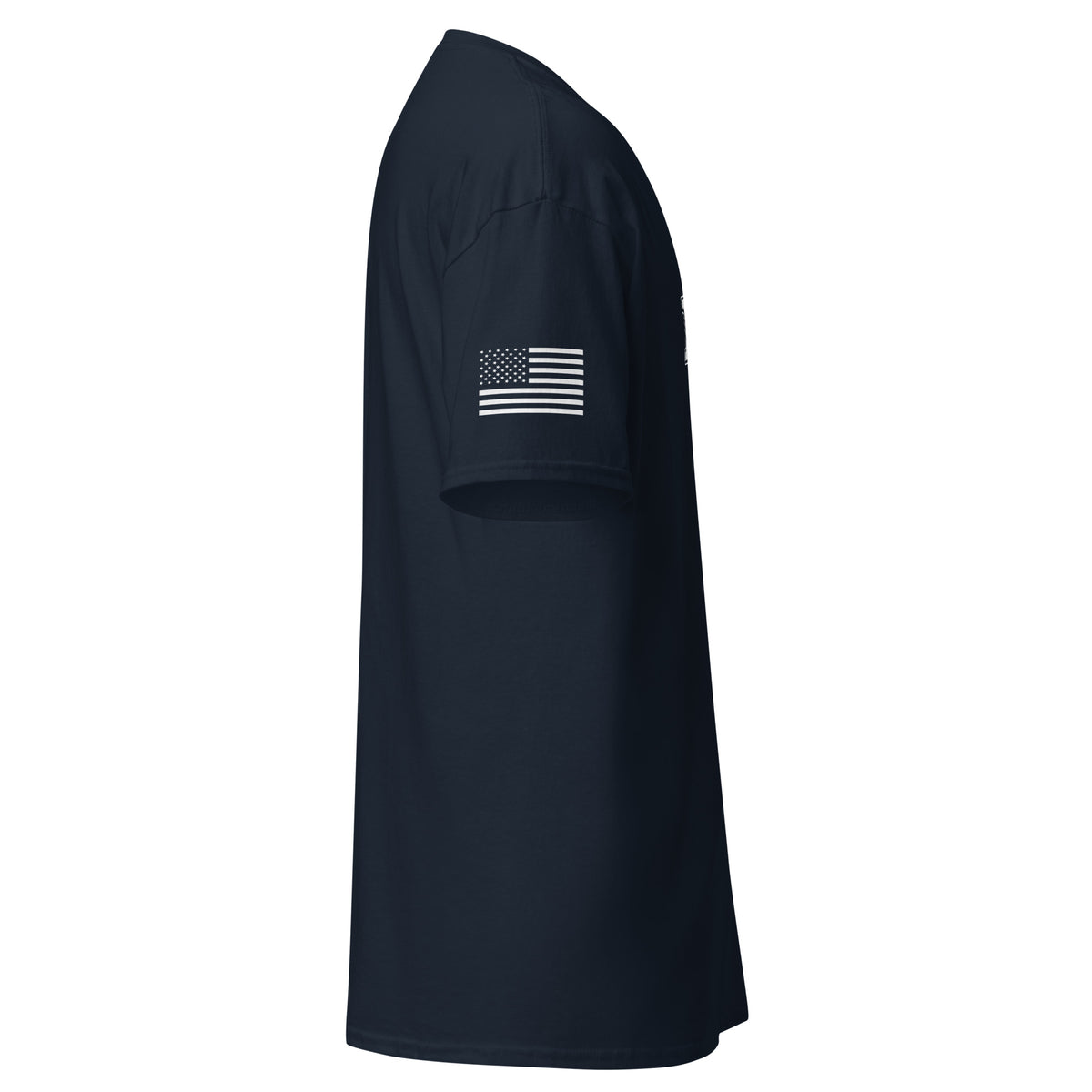 Men's air force shirt block lettering and American flag sleeve navy