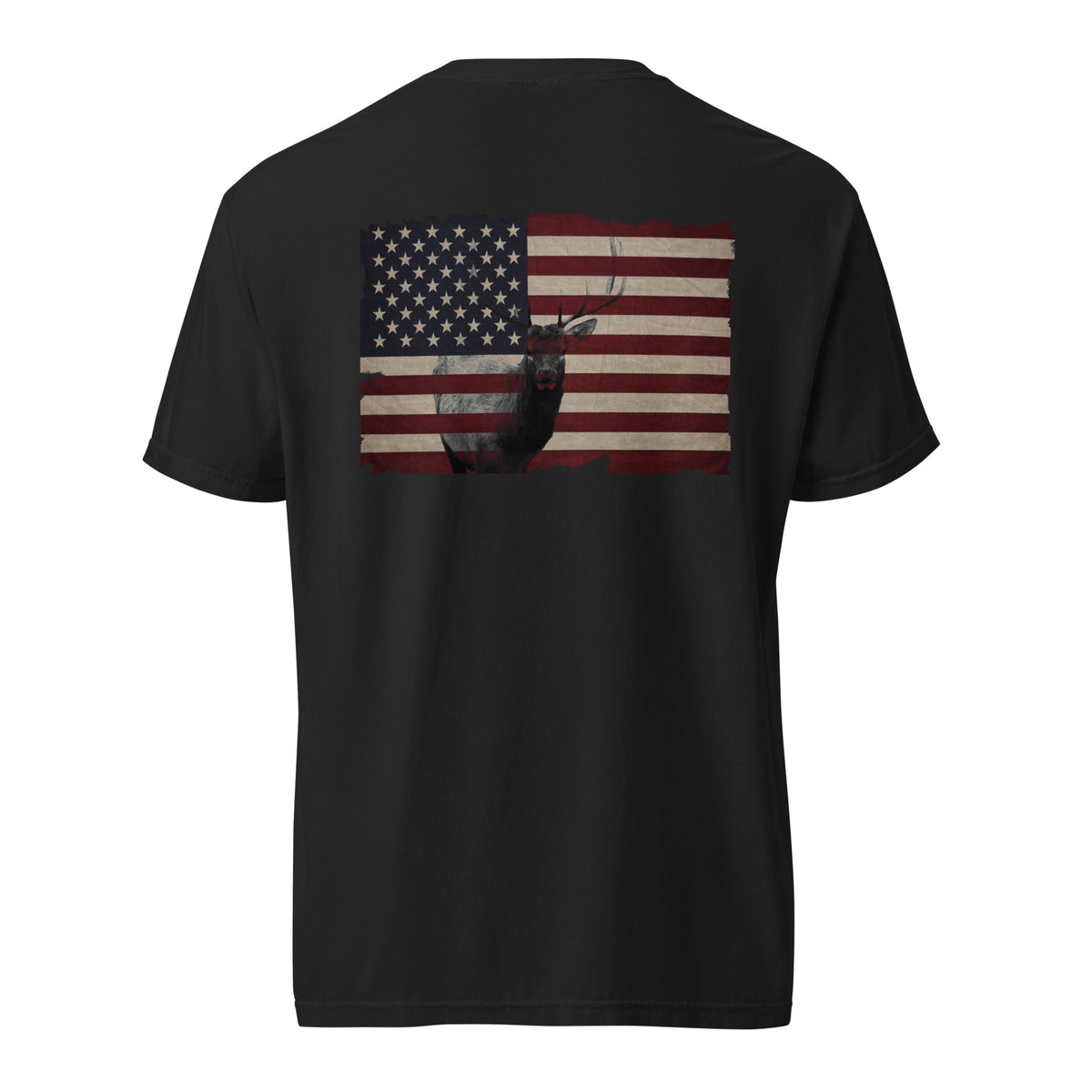 Men's American flag with elk graphic t-shirt black