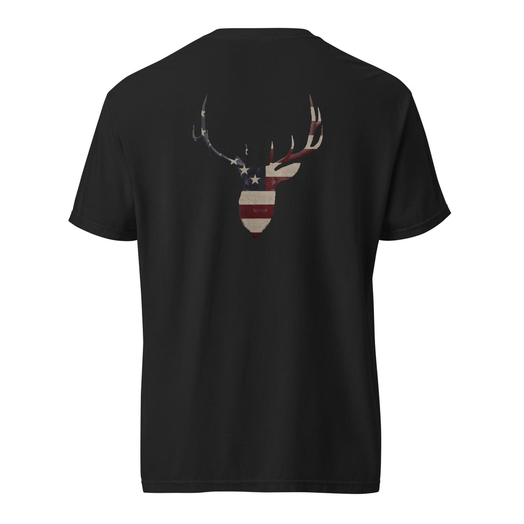Men's elk head silhouette American flag graphic t-shirt black
