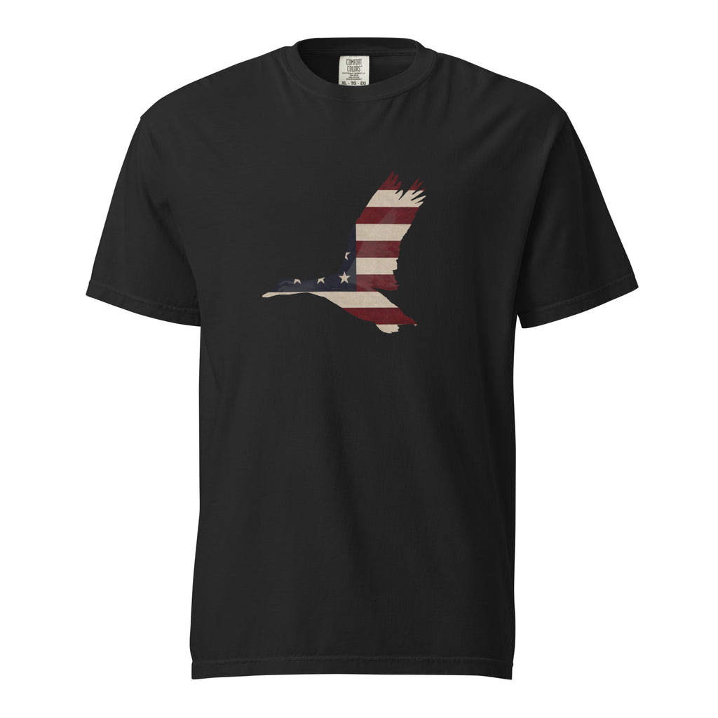 men's flying duck silhouette American flag t-shirt black