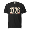 Black men's t-shirt with 1776 in big letters and still free written beneath it