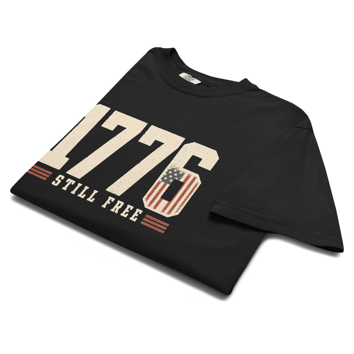 Black men's t-shirt with 1776 in big letters and still free written beneath it