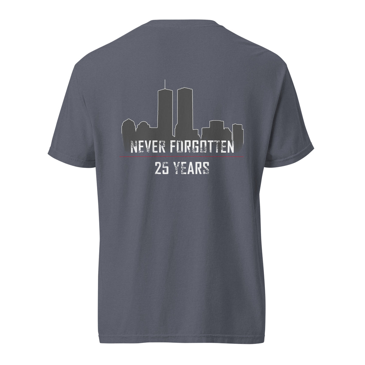 Men's 9/11 commemorative, never forgotten t-shirt blue