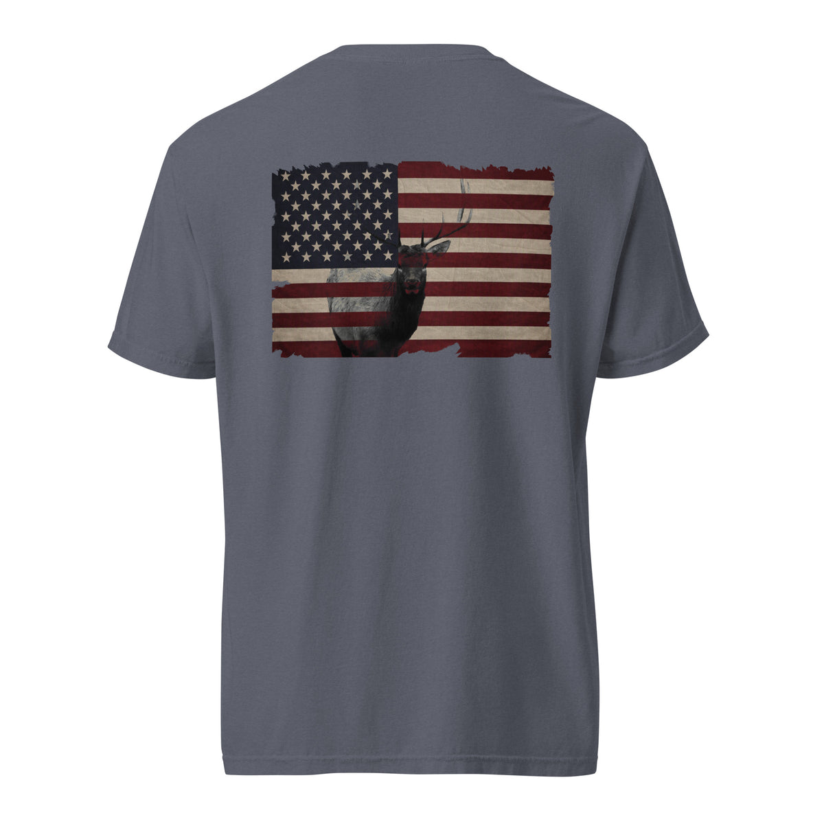 Men's American flag with elk graphic t-shirt gray