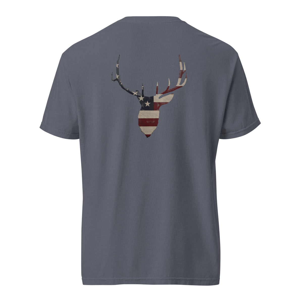 Men's elk head silhouette American flag graphic t-shirt grey