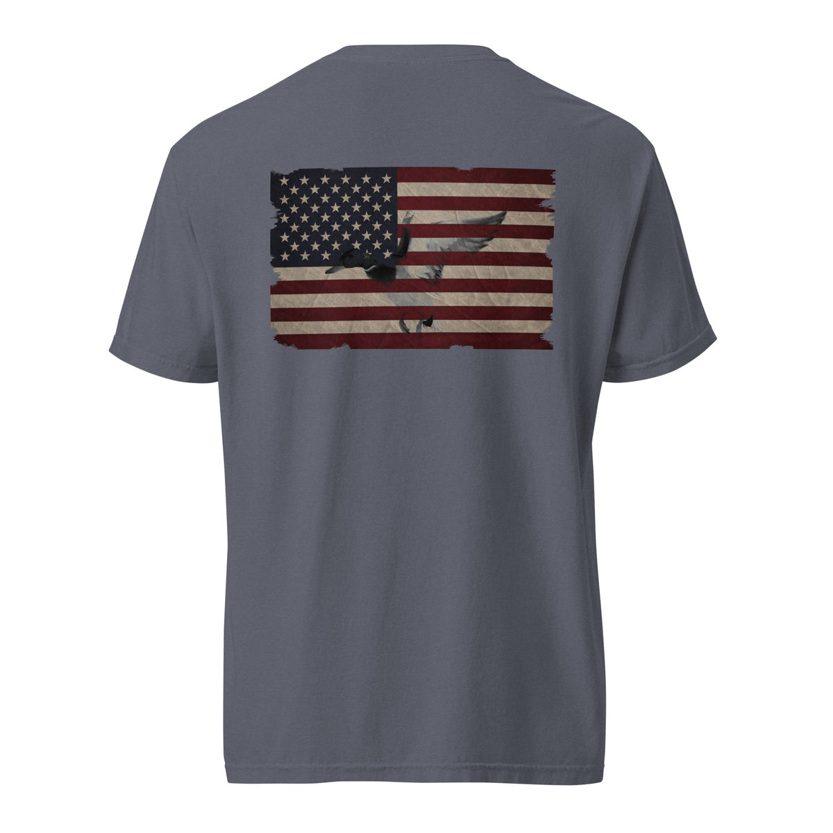men's flying duck American flag t-shirt blue