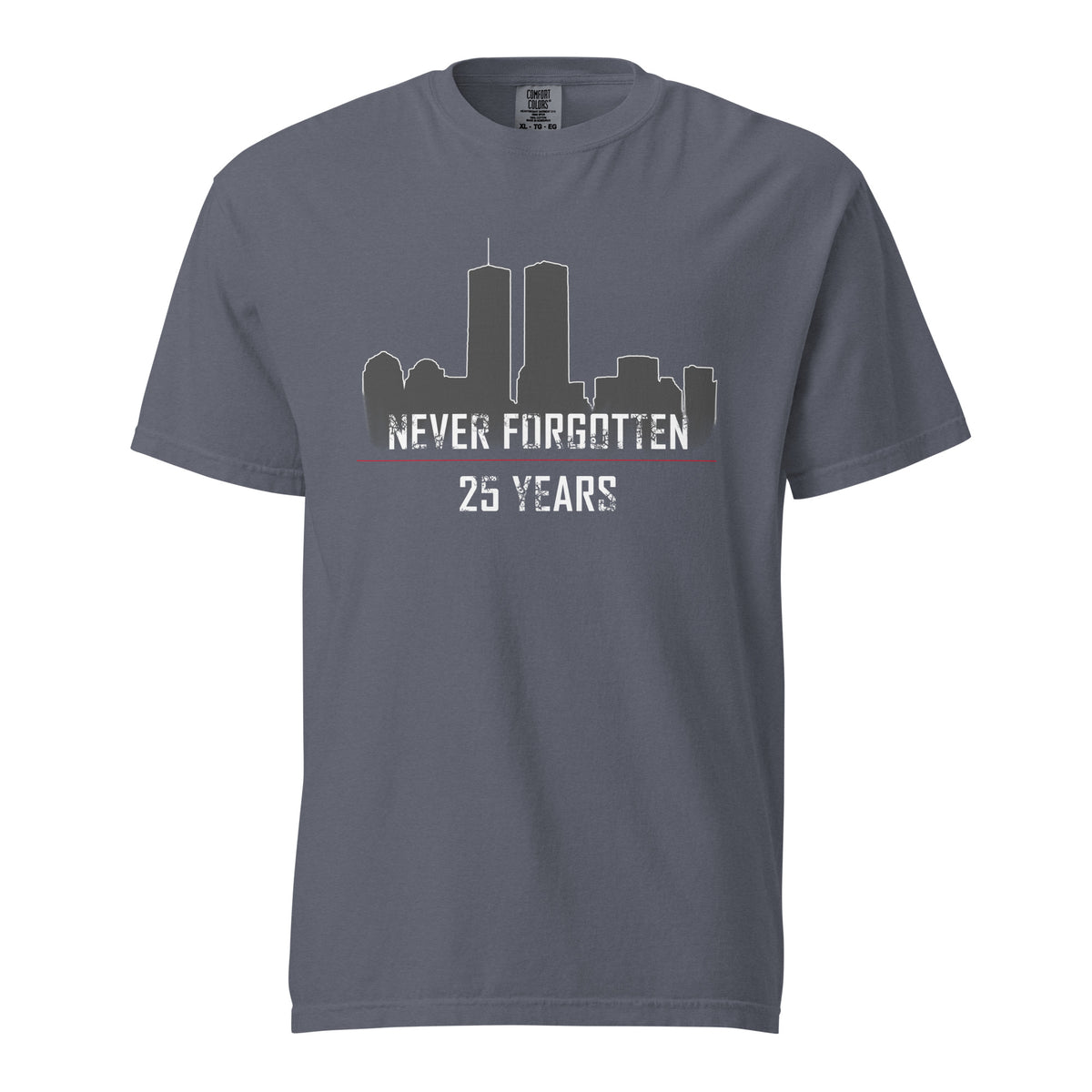 Men's 9/11 commemorative, never forgotten t-shirt blue