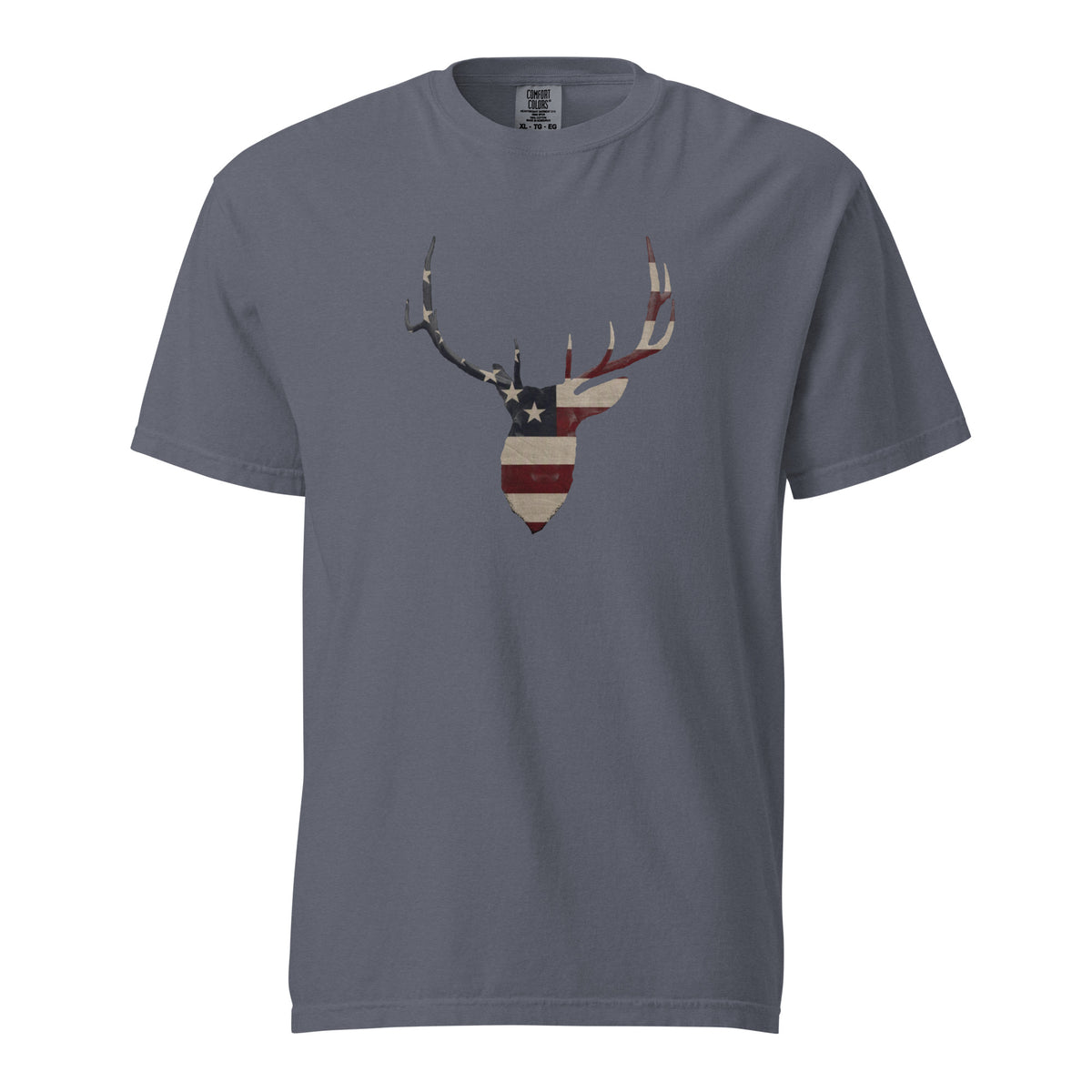 Men's elk head silhouette American flag graphic t-shirt grey