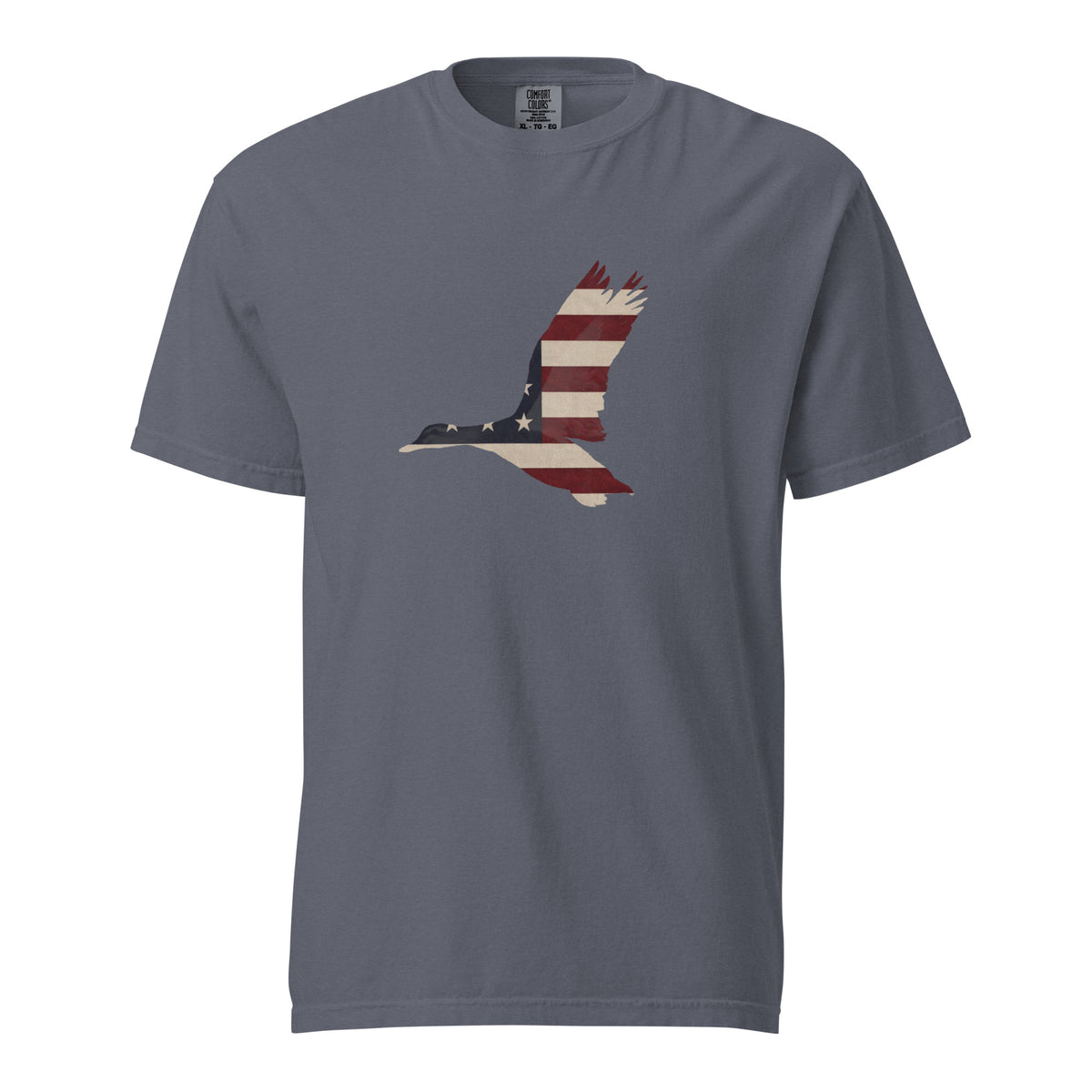 men's flying duck silhouette American flag t-shirt gray