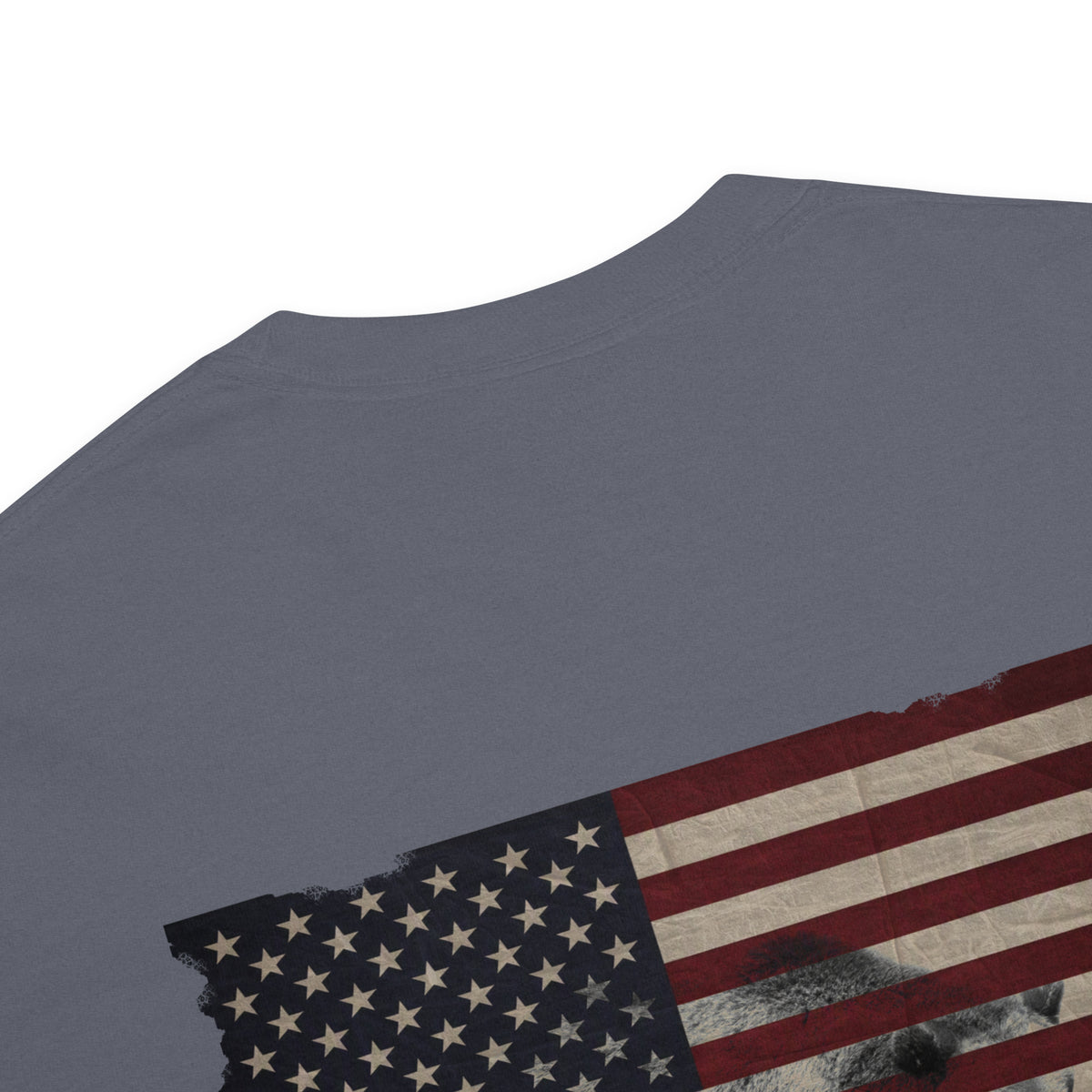 Men's brown bear American flag t-shirt blue