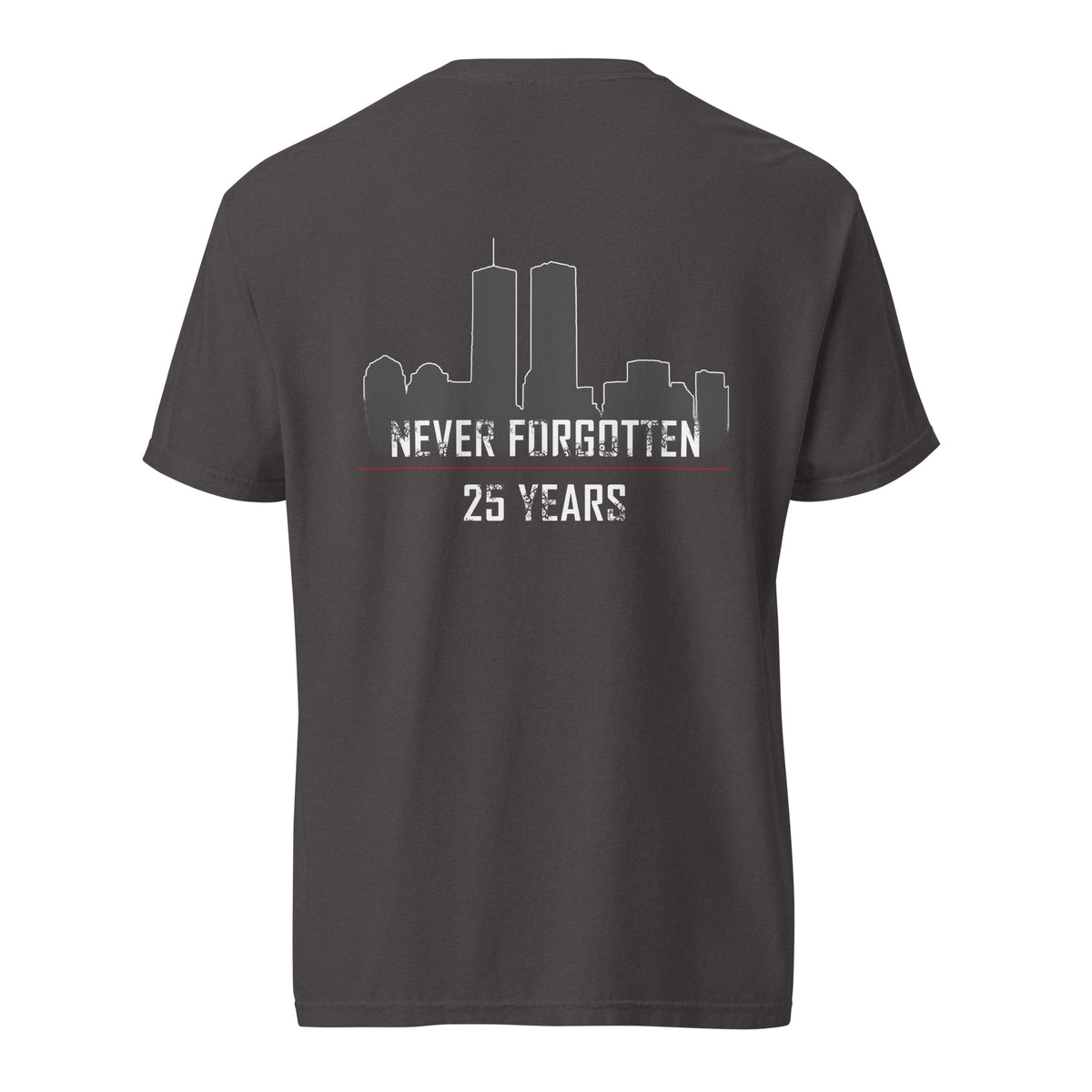 Men's 9/11 commemorative, never forgotten t-shirt gray