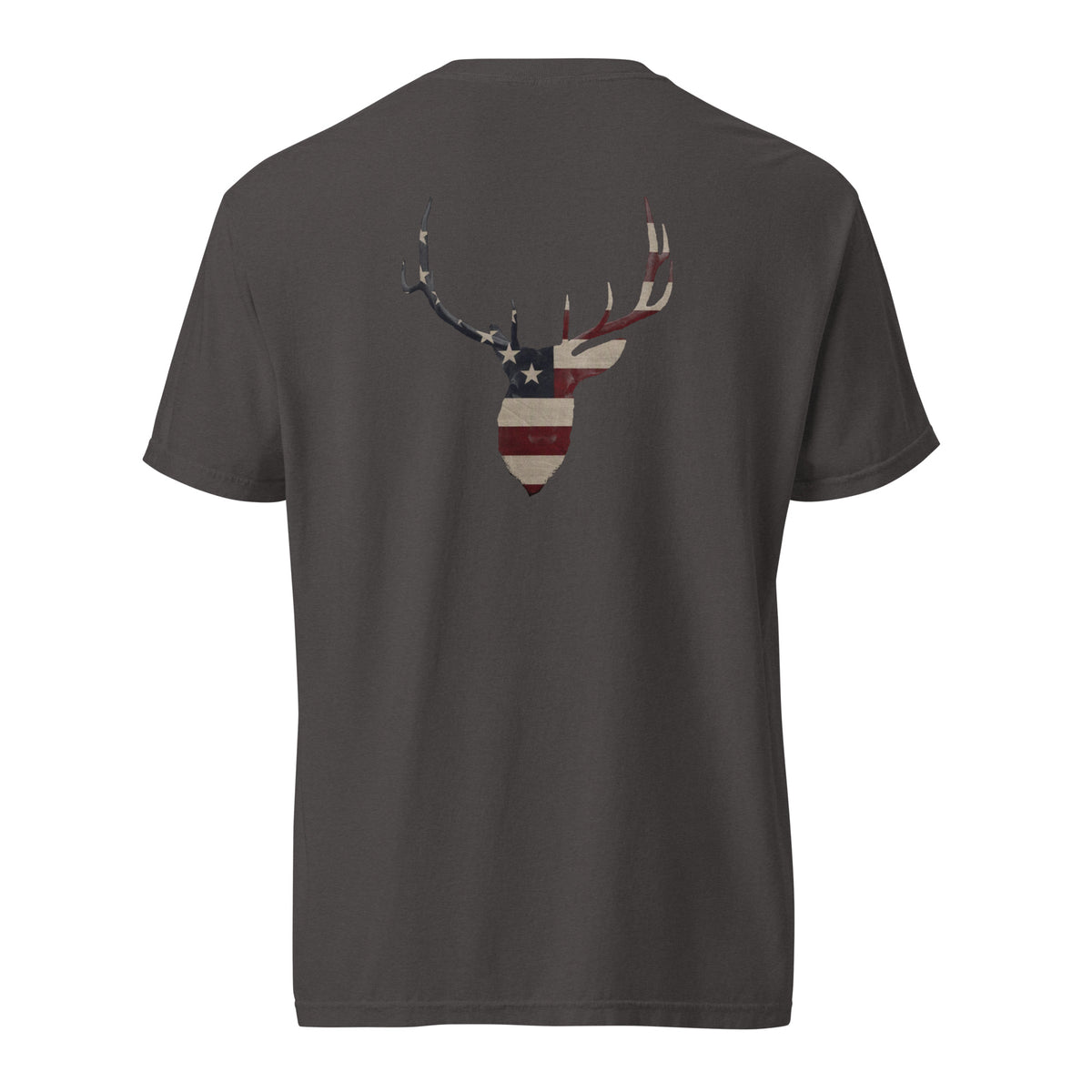Men's elk head silhouette American flag graphic t-shirt grey