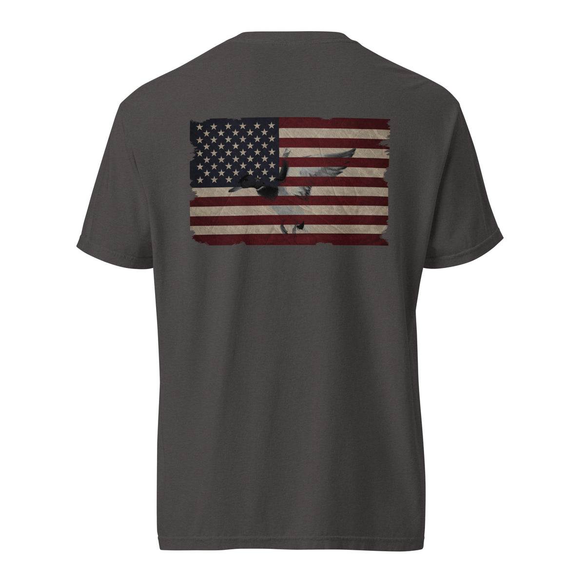 men's flying duck American flag t-shirt gray