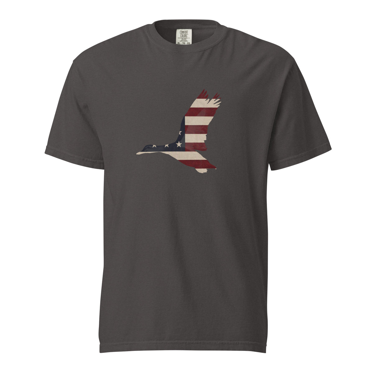 men's flying duck silhouette American flag t-shirt gray
