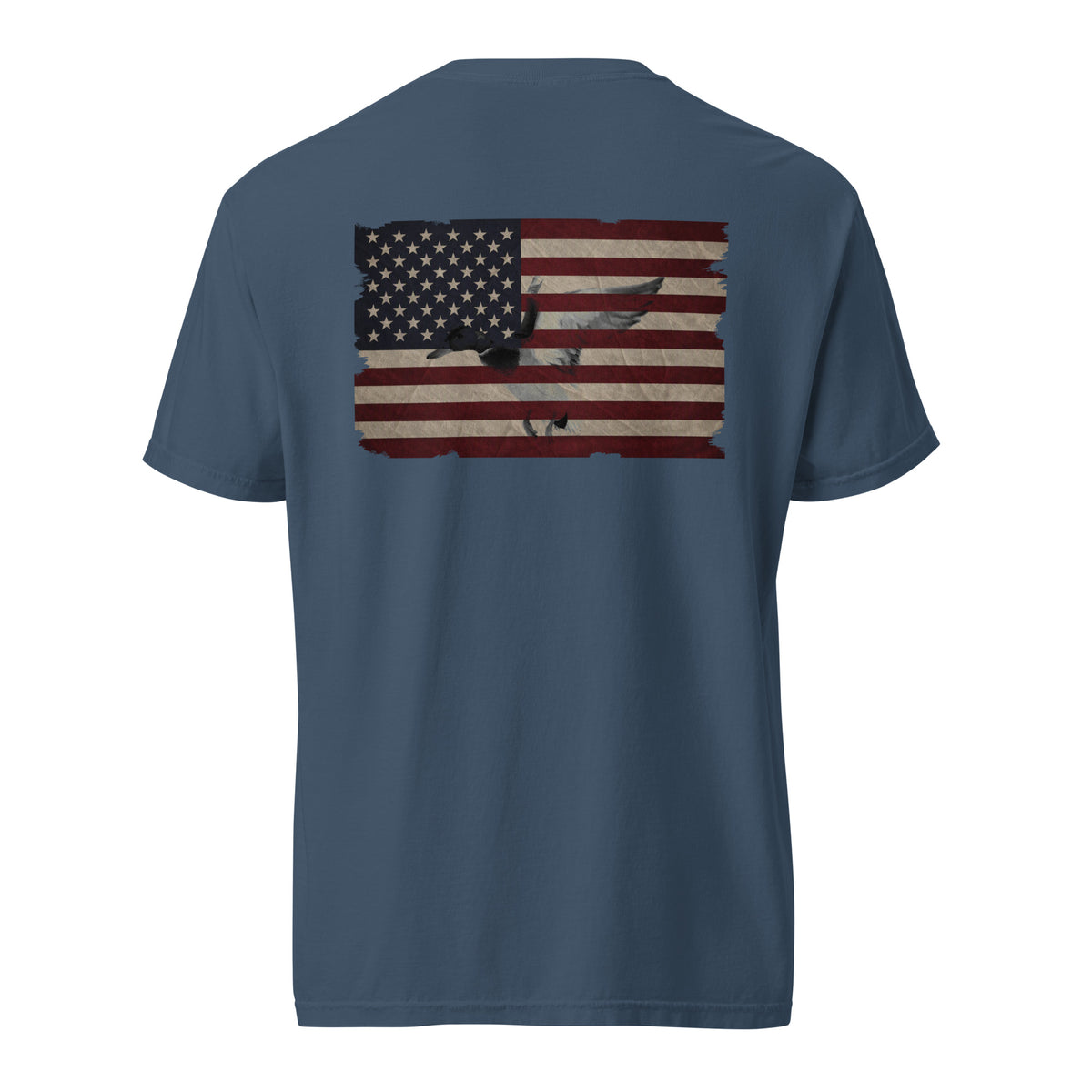 men's flying duck American flag t-shirt blue