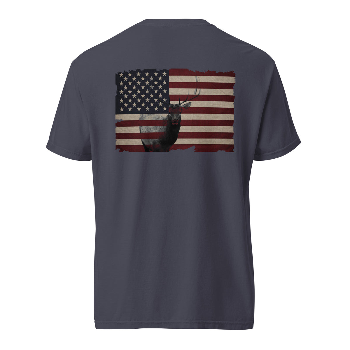 Men's American flag with elk graphic t-shirt navy