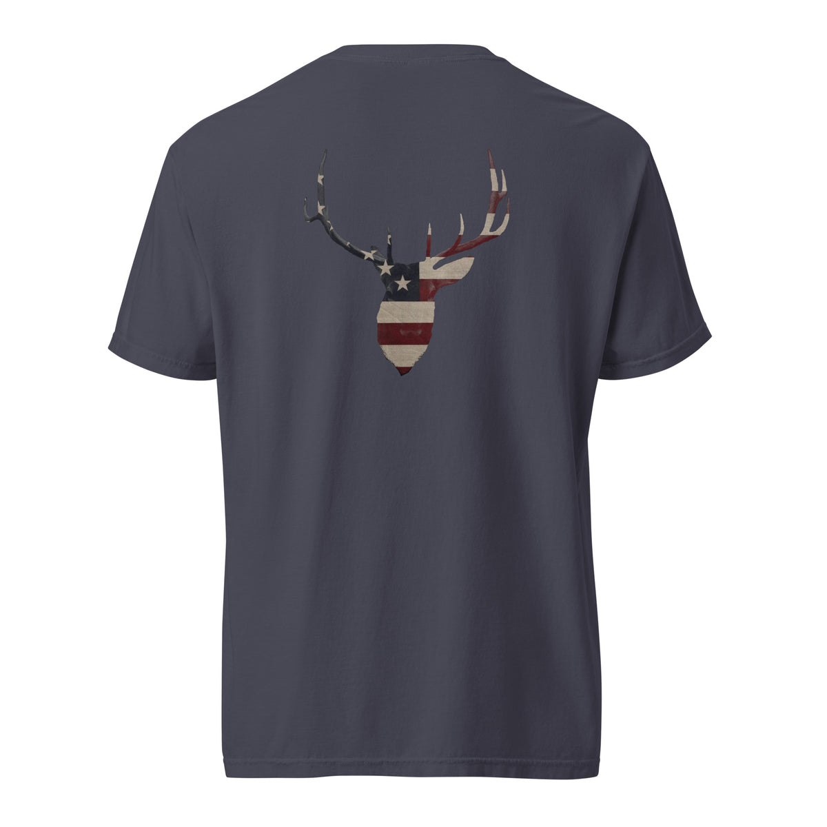 Men's elk head silhouette American flag graphic t-shirt navy