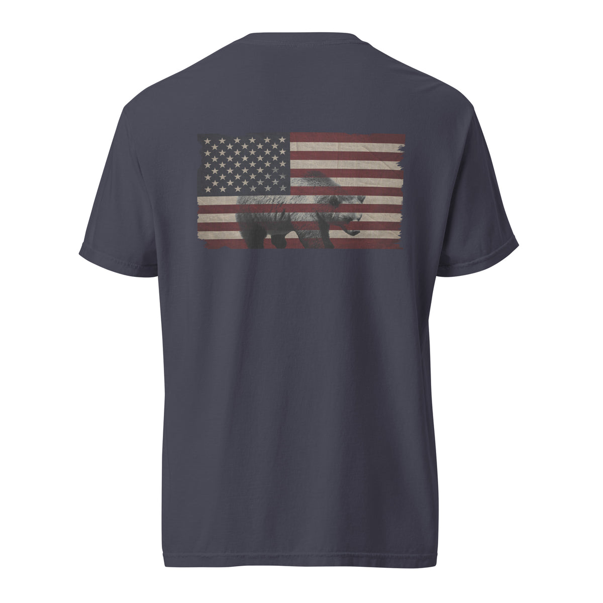 Men's brown bear American flag t-shirt navy