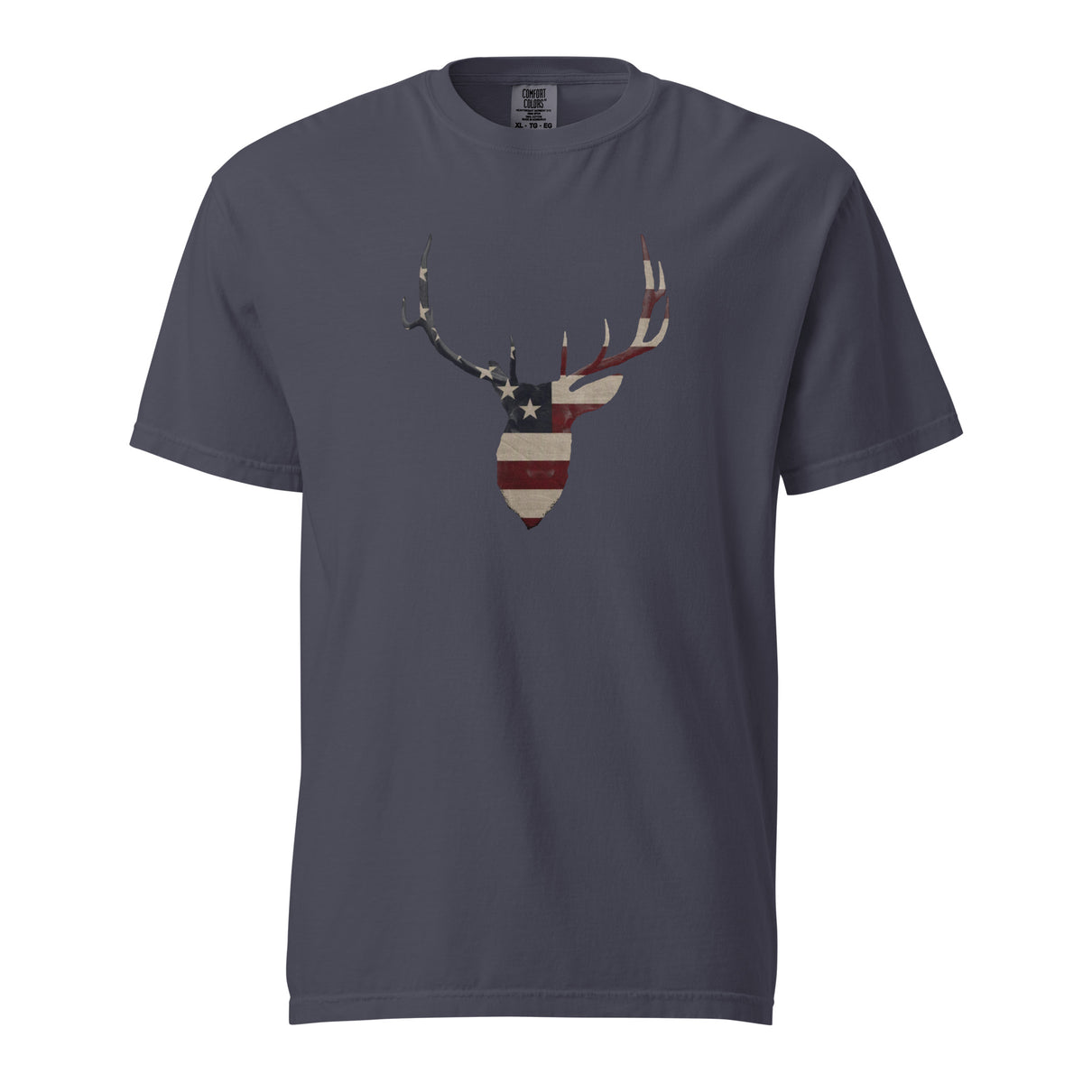 Men's elk head silhouette American flag graphic t-shirt navy