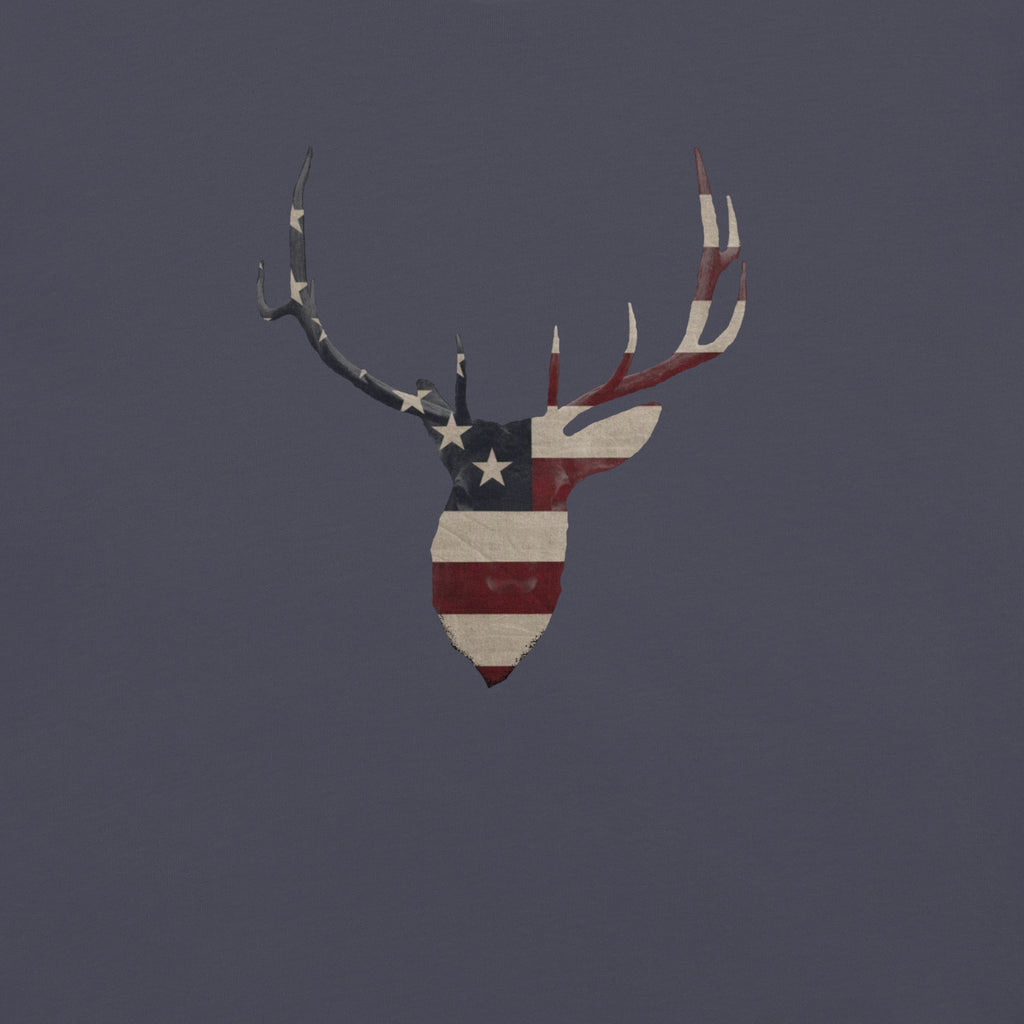 Men's elk head silhouette American flag graphic t-shirt navy