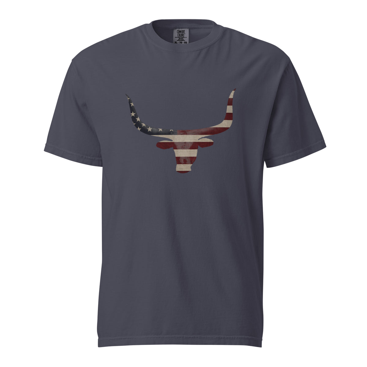 men's longhorn head and American flag design navy t-shirt