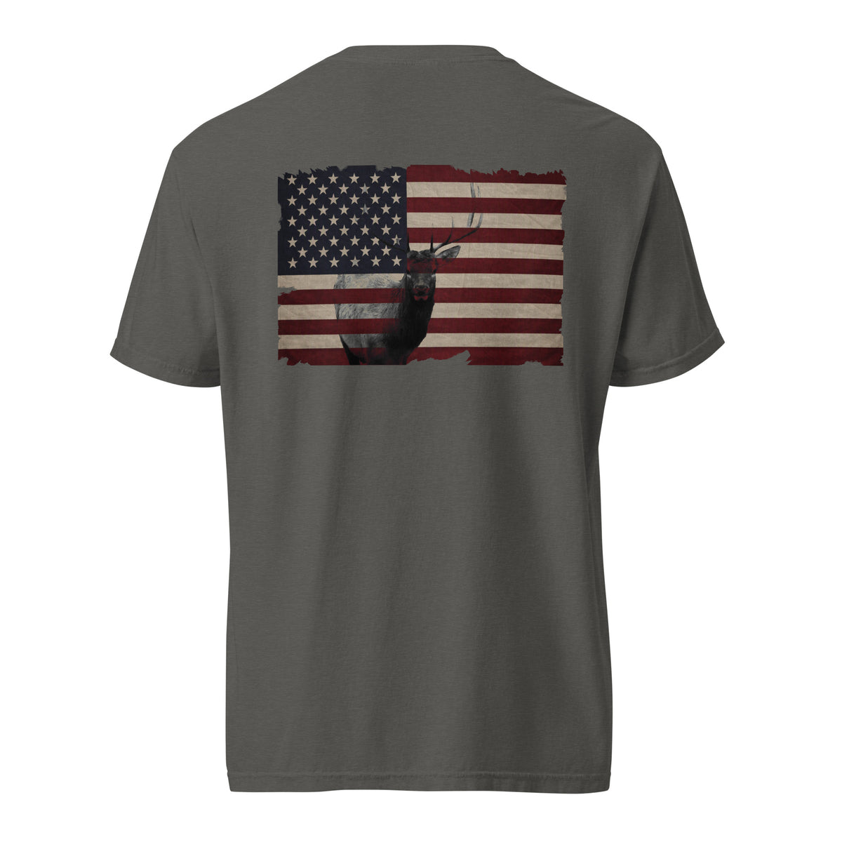 Men's American flag with elk graphic t-shirt gray