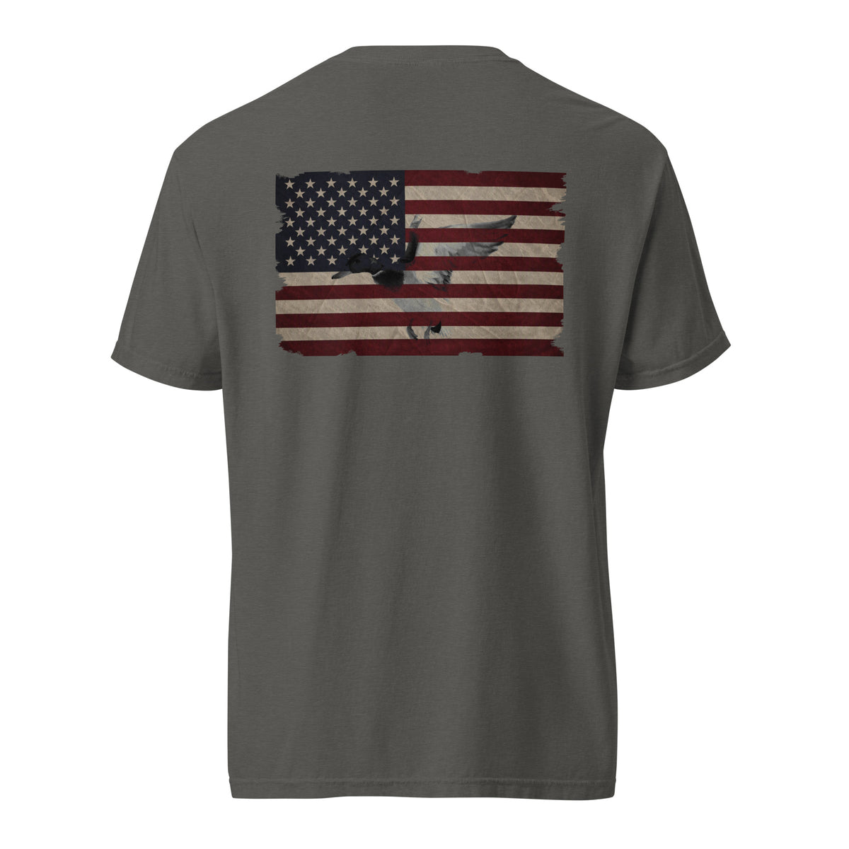men's flying duck American flag t-shirt gray