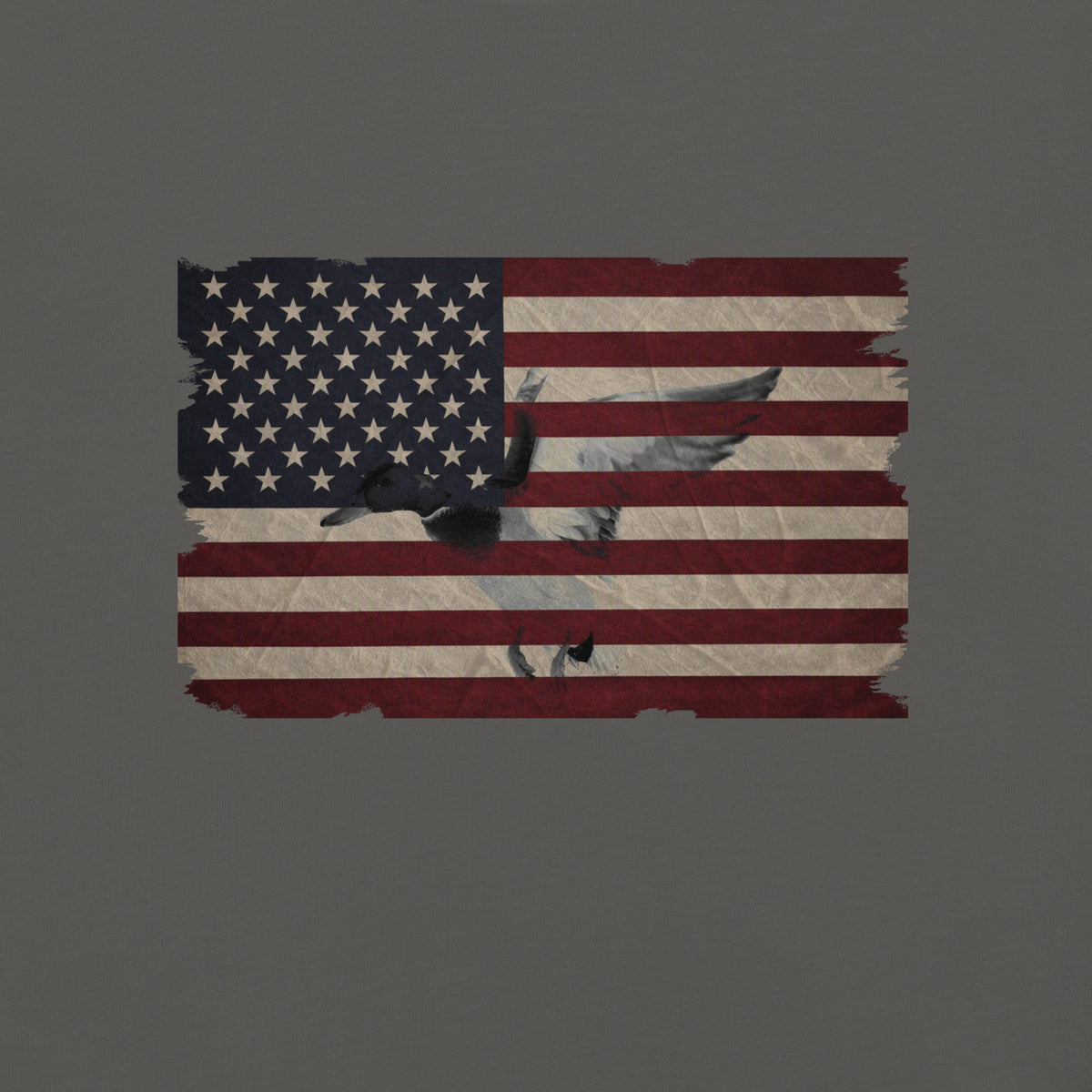 men's flying duck American flag t-shirt gray