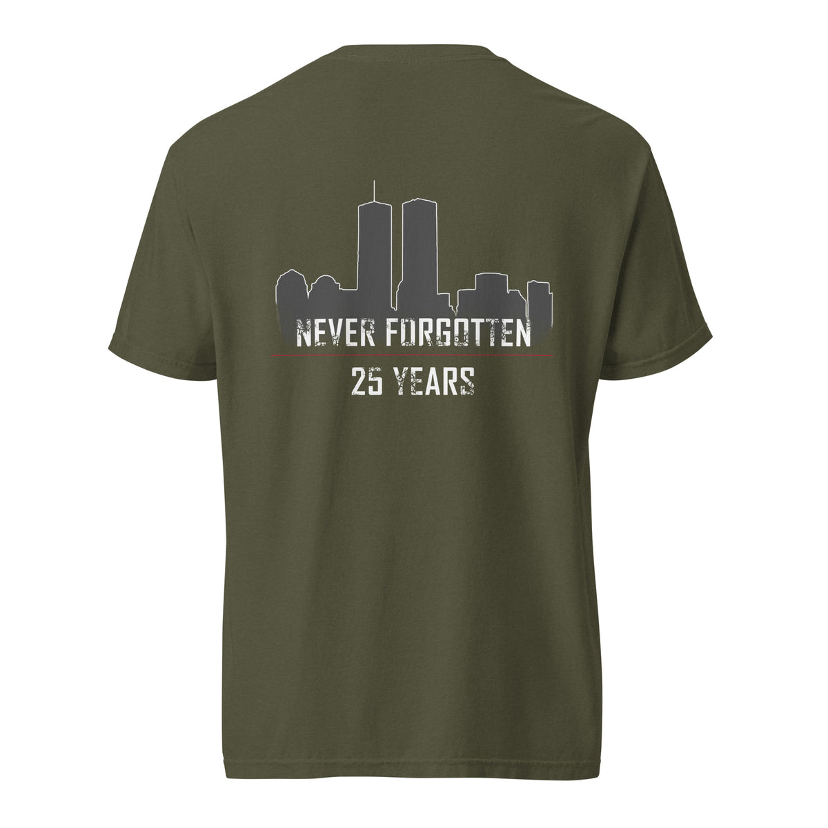 Men's 9/11 commemorative, never forgotten t-shirt green