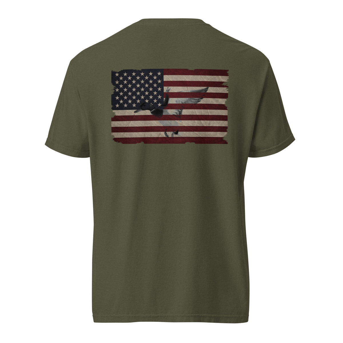 men's flying duck American flag t-shirt green
