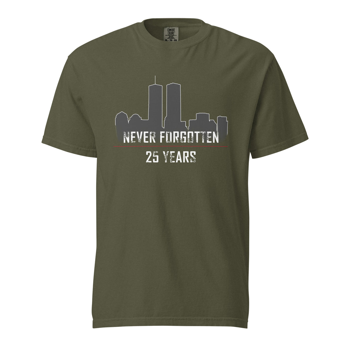 Men's 9/11 commemorative, never forgotten t-shirt green