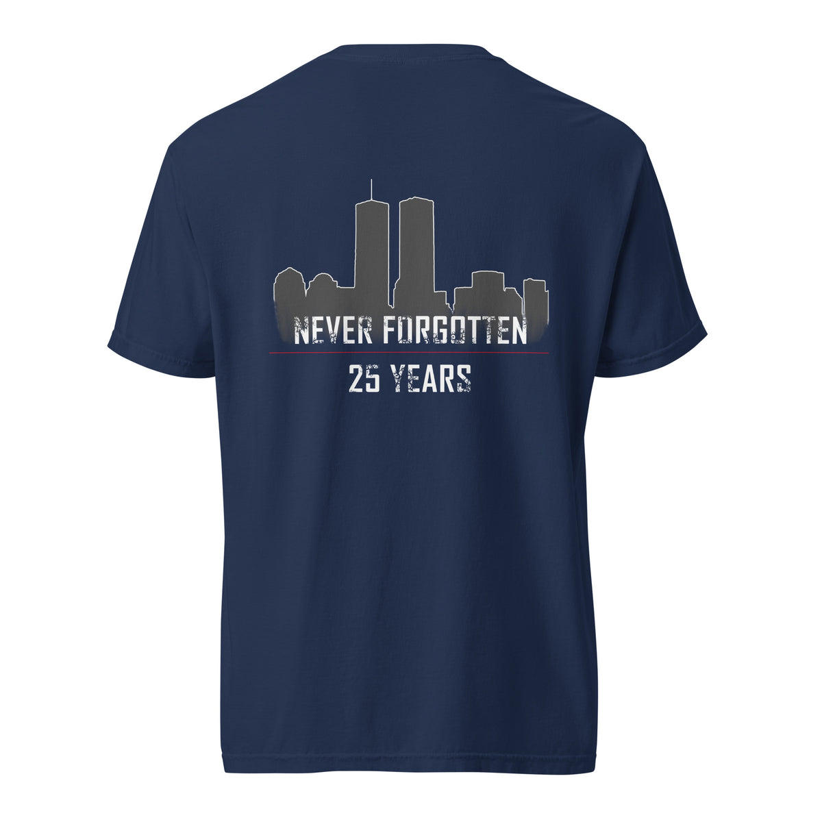 Men's 9/11 commemorative, never forgotten t-shirt blue