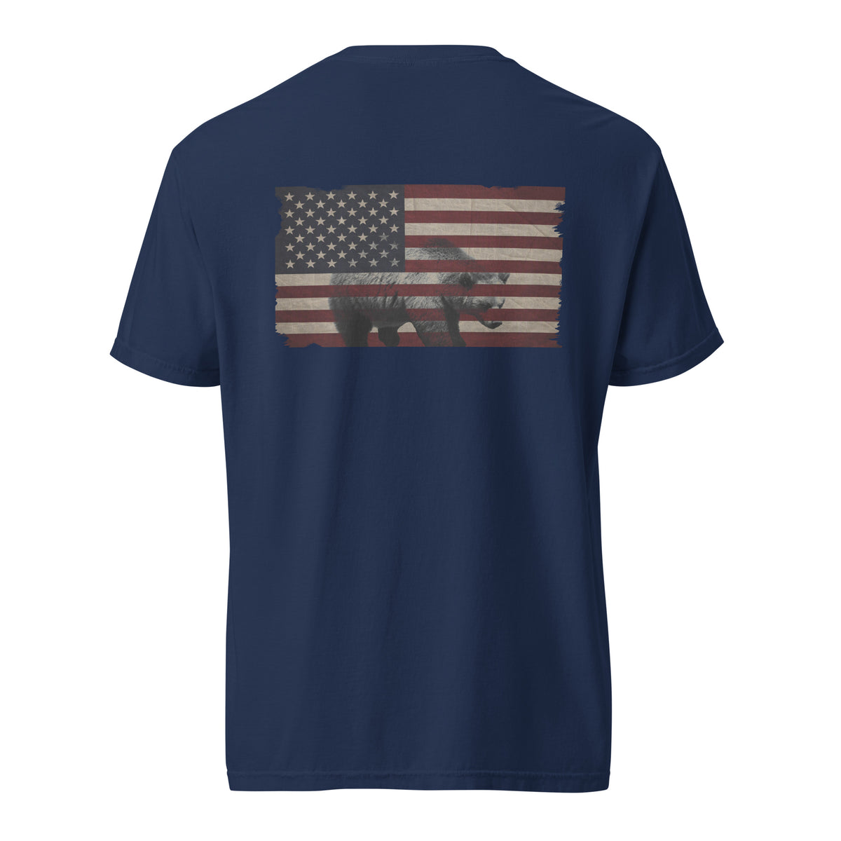 Men's brown bear American flag t-shirt navy