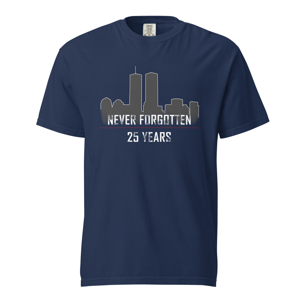 Men's 9/11 commemorative, never forgotten t-shirt blue