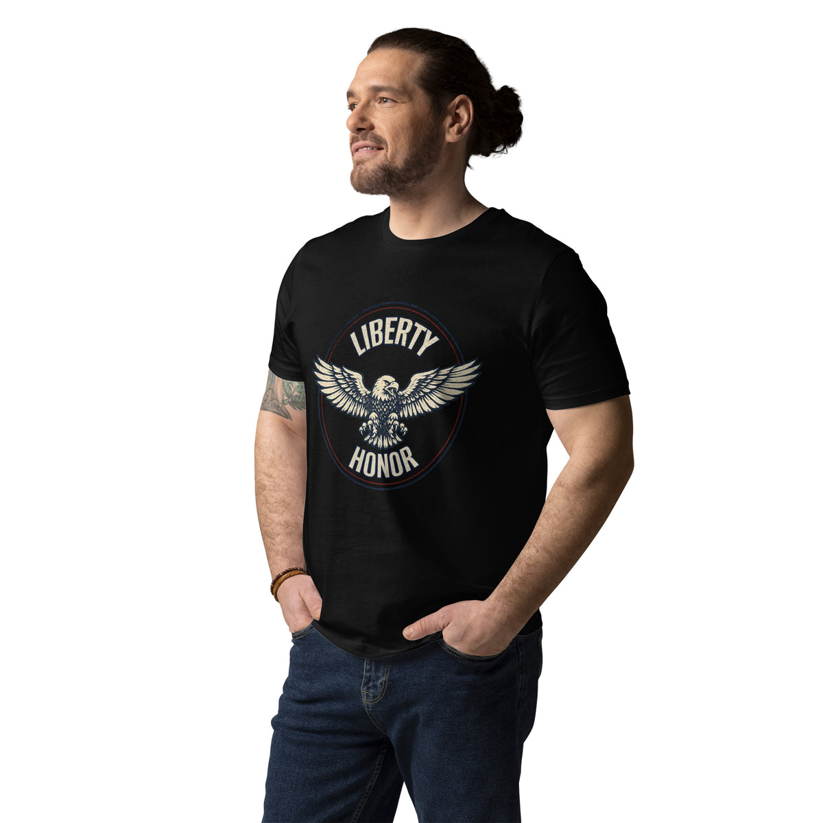 black Liberty and honor men's eagle emblem shirt
