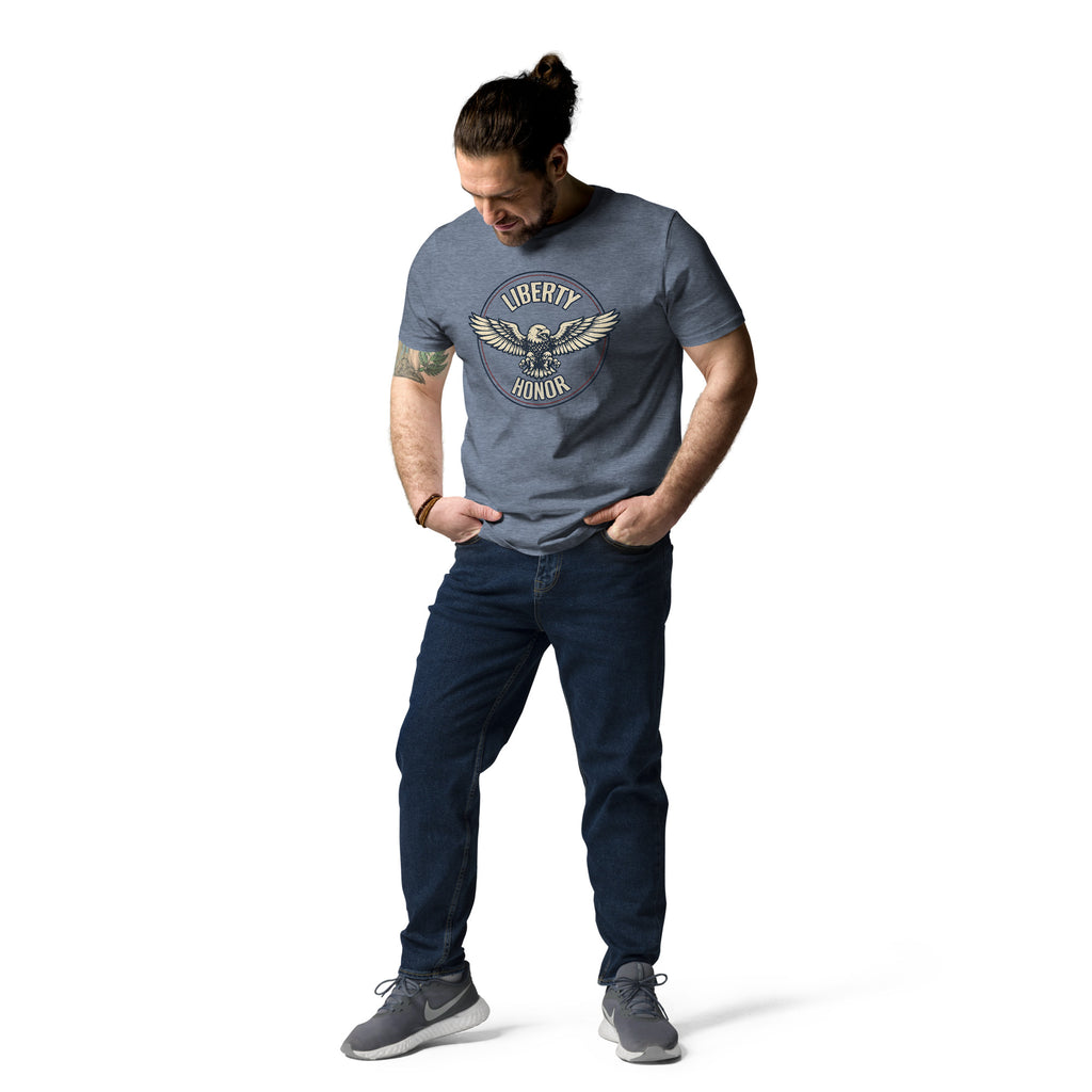 Blue Liberty and honor men's eagle emblem shirt