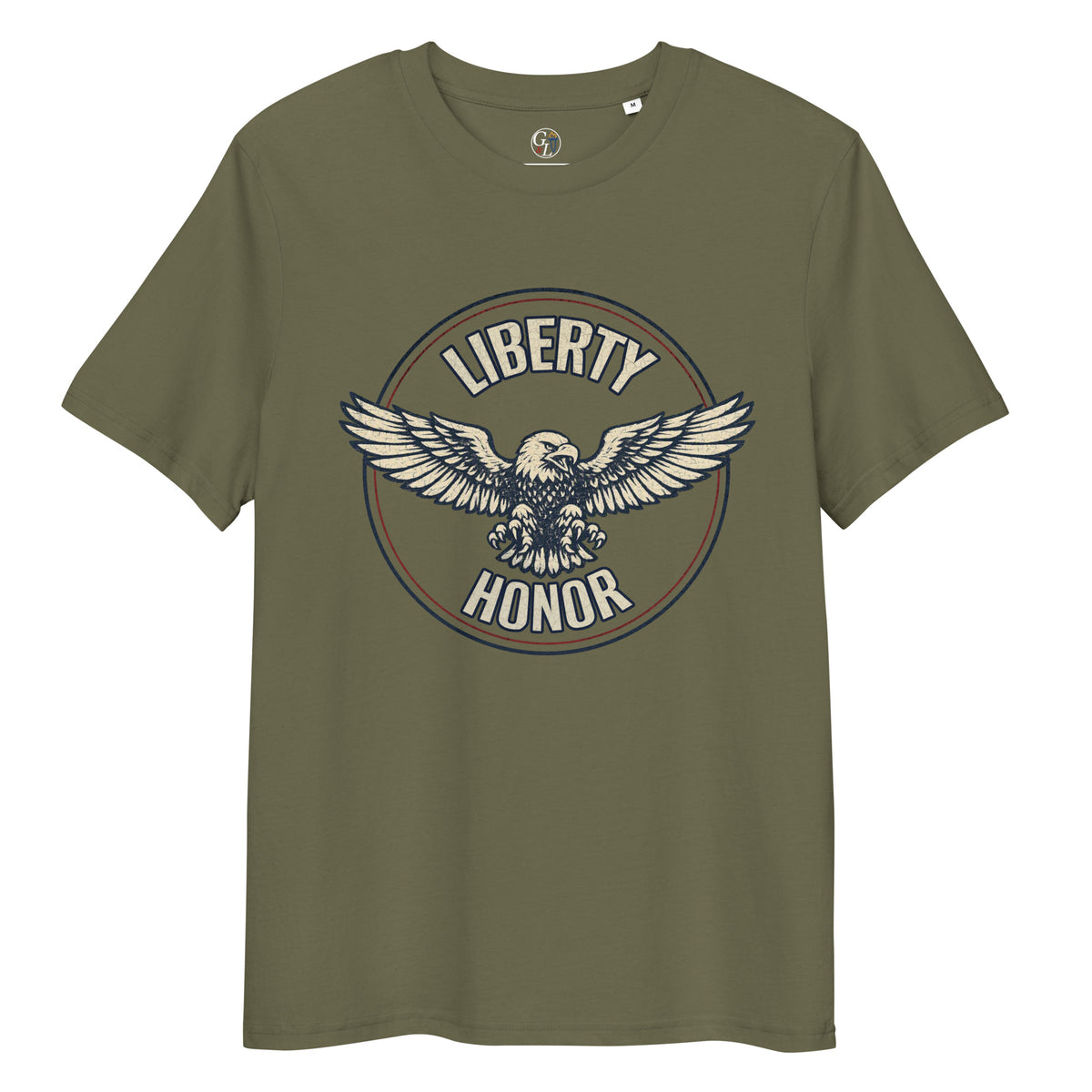 green Liberty and honor men's eagle emblem shirt