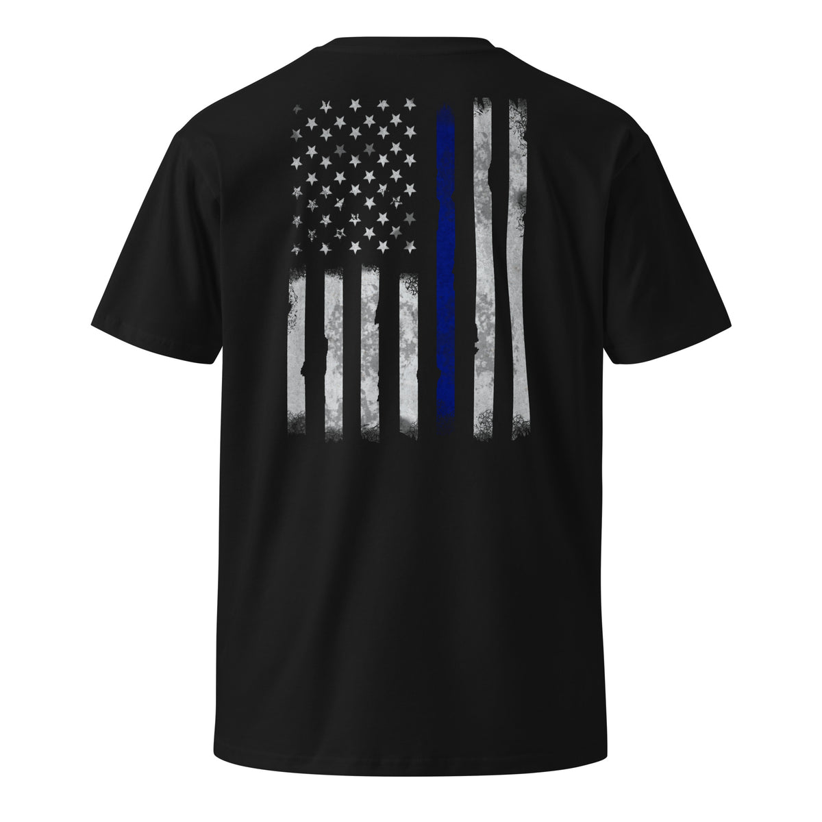 Thin blue line American flag men's t-shirt black