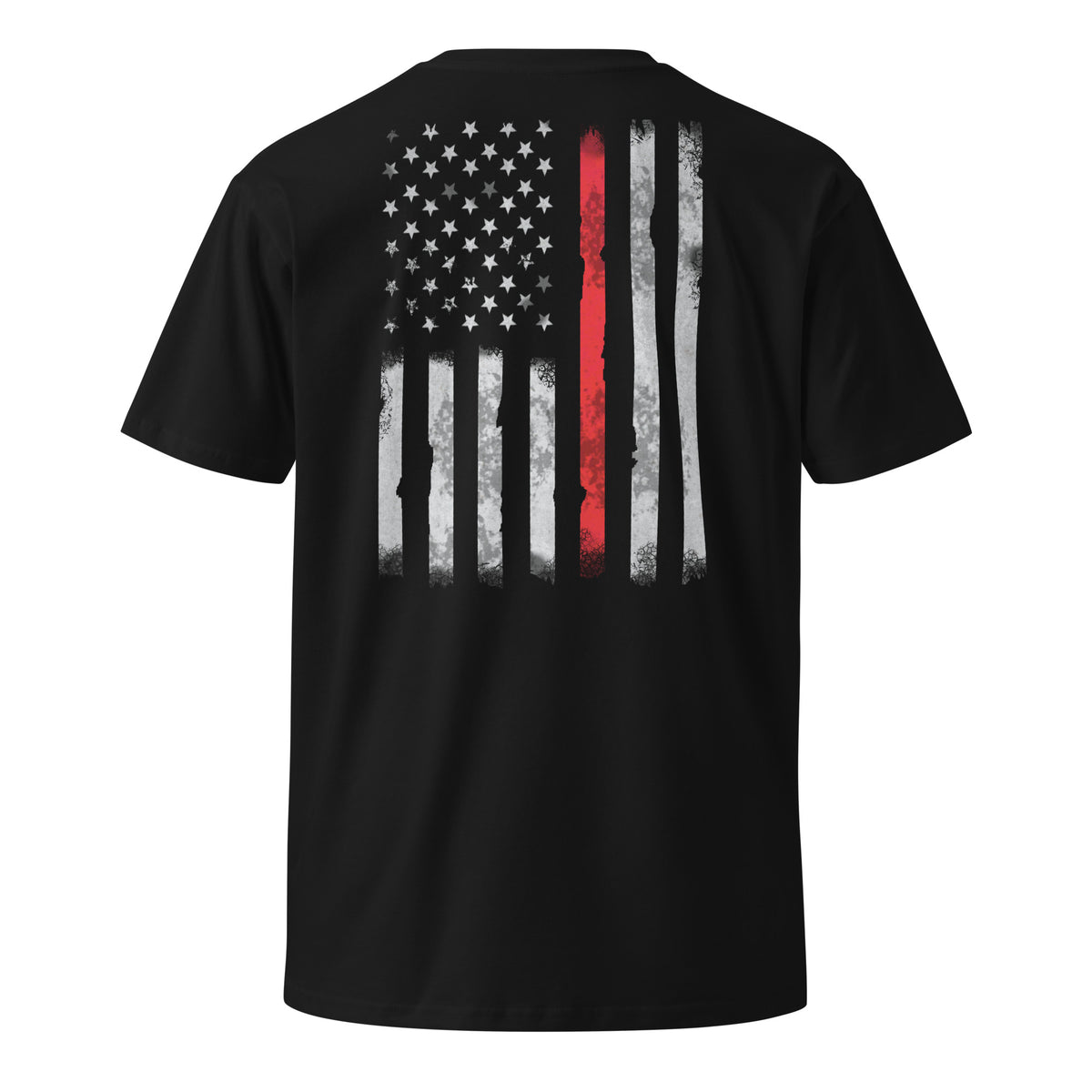 Thin red line American flag men's t-shirt black 