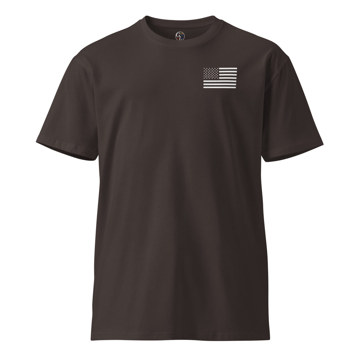 Thin blue line American flag men's t-shirt brown