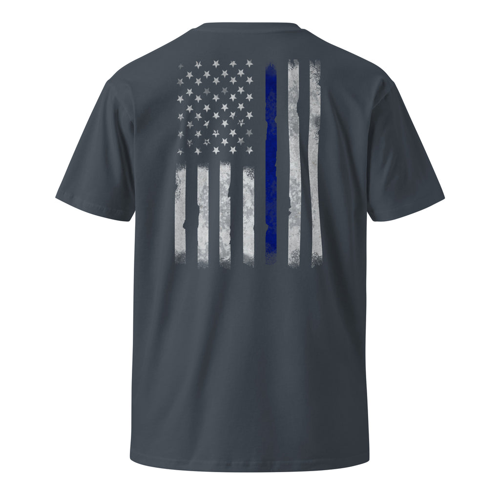 Thin blue line American flag men's t-shirt blue