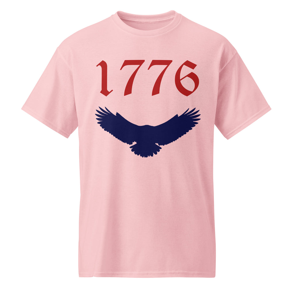 Pink unisex sports shirt with American eagle and 1776 red and blue design