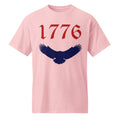 Pink unisex sports shirt with American eagle and 1776 red and blue design