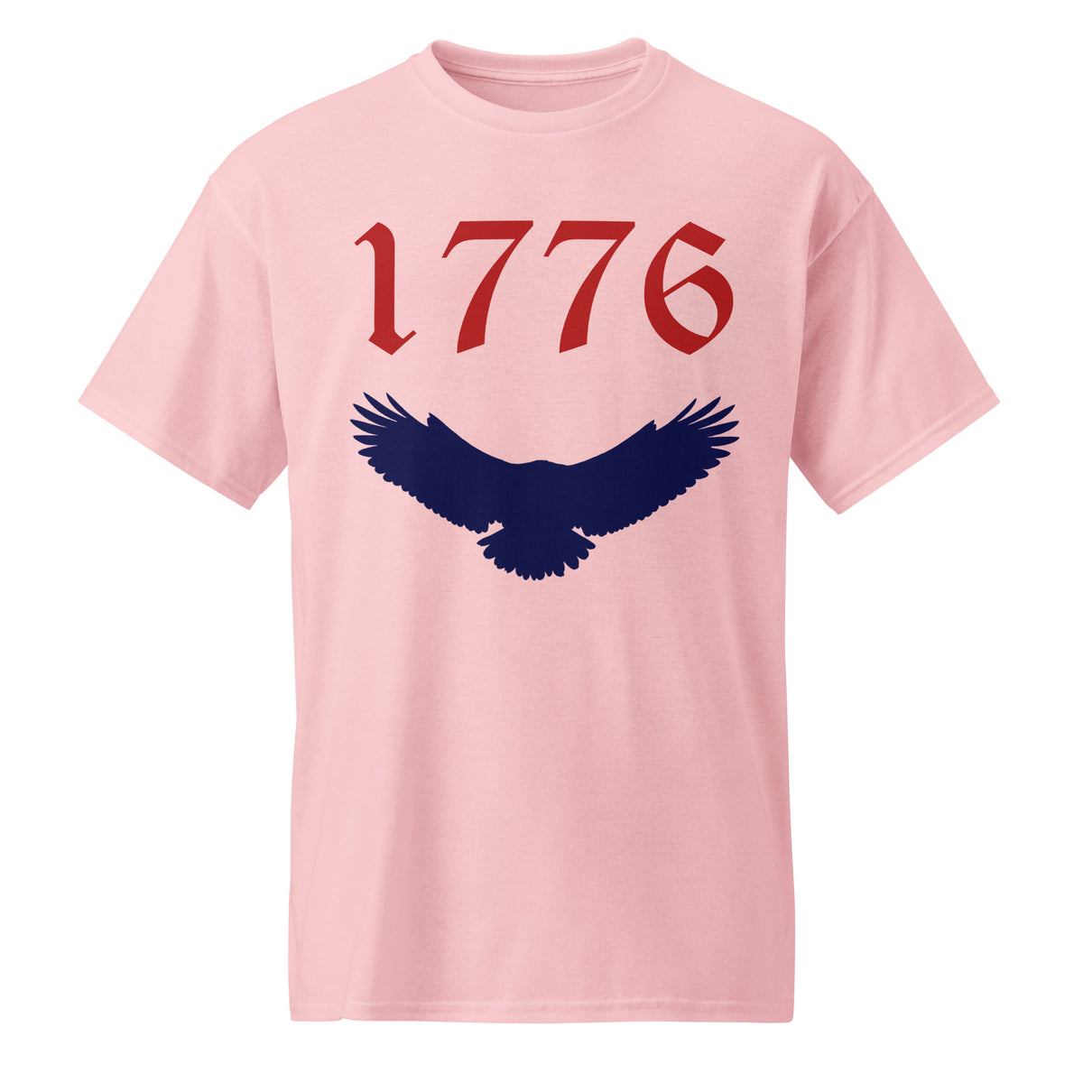 Pink unisex sports shirt with American eagle and 1776 red and blue design