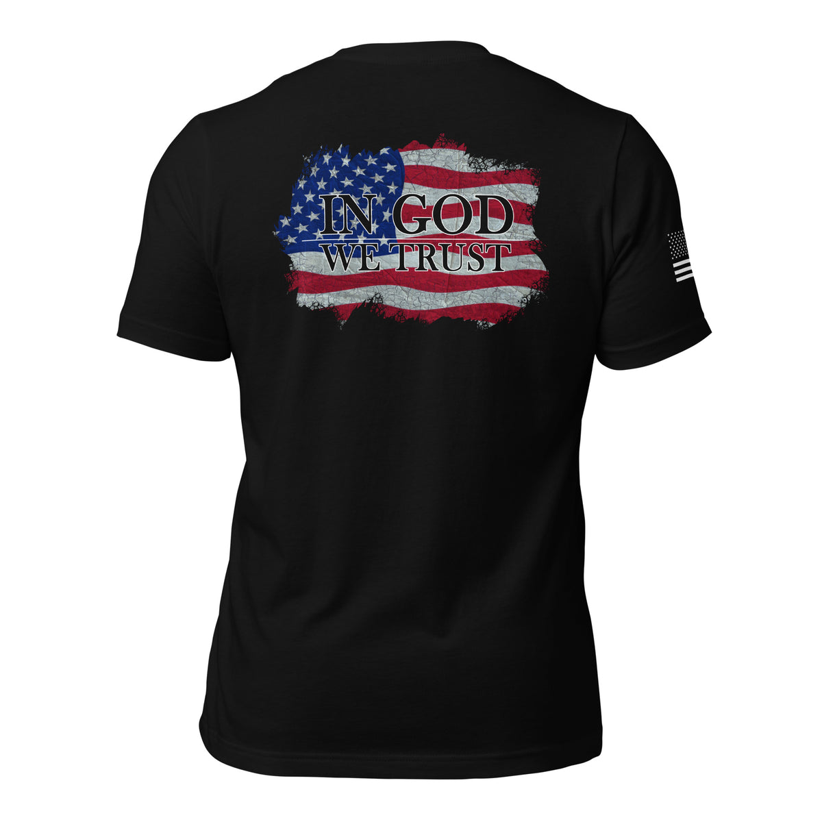Men's American Flag In God We Trust distressed t-shirt black